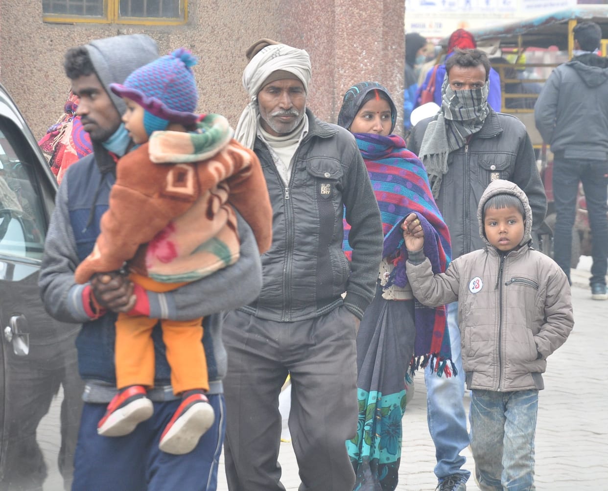 People cold due to cold wave running in the Terai