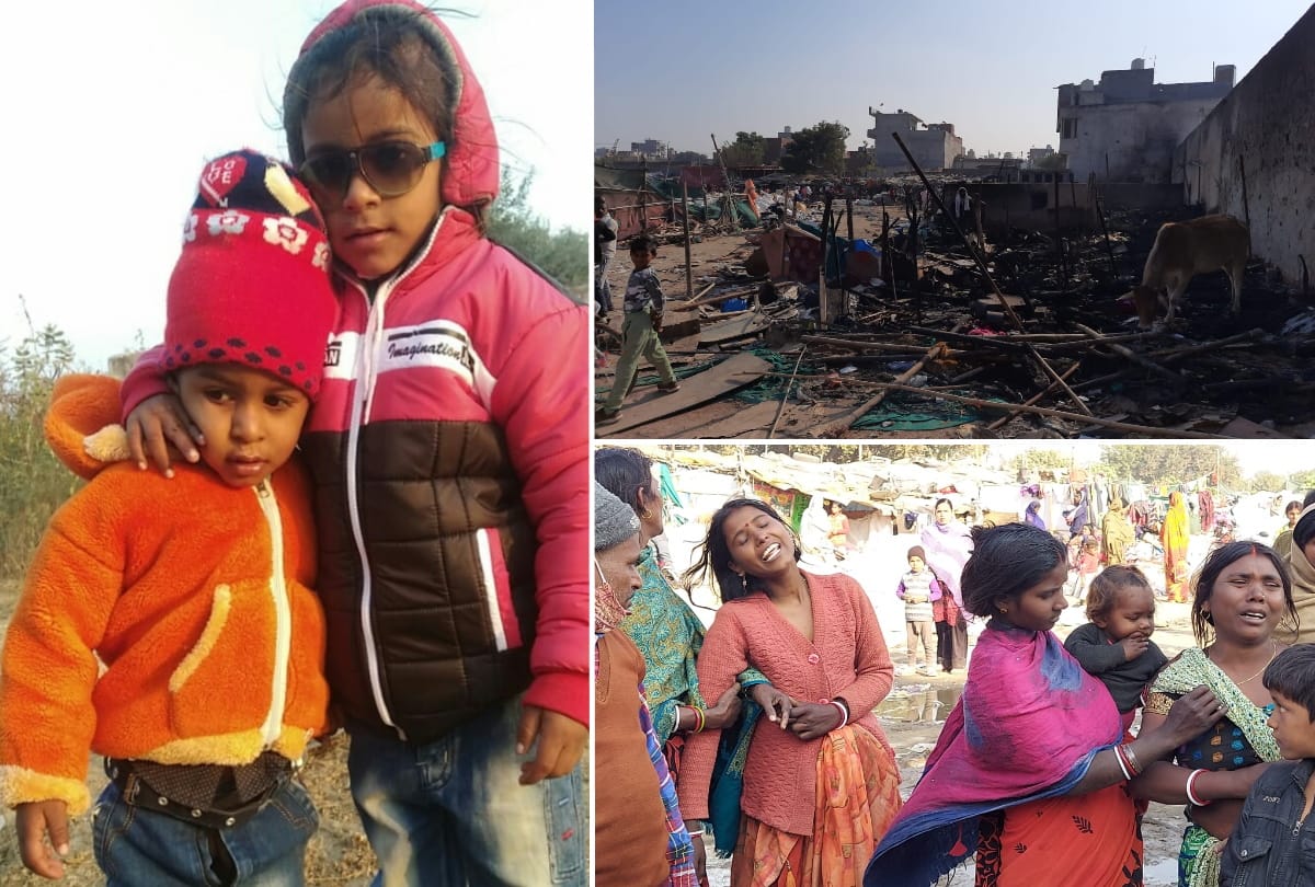 faridabad dheeraj nagar 8 shanties gutted in fire 2 sibling brothers died all update