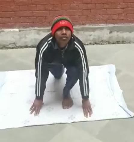 Disabled student Shiva won bronze medal in yoga