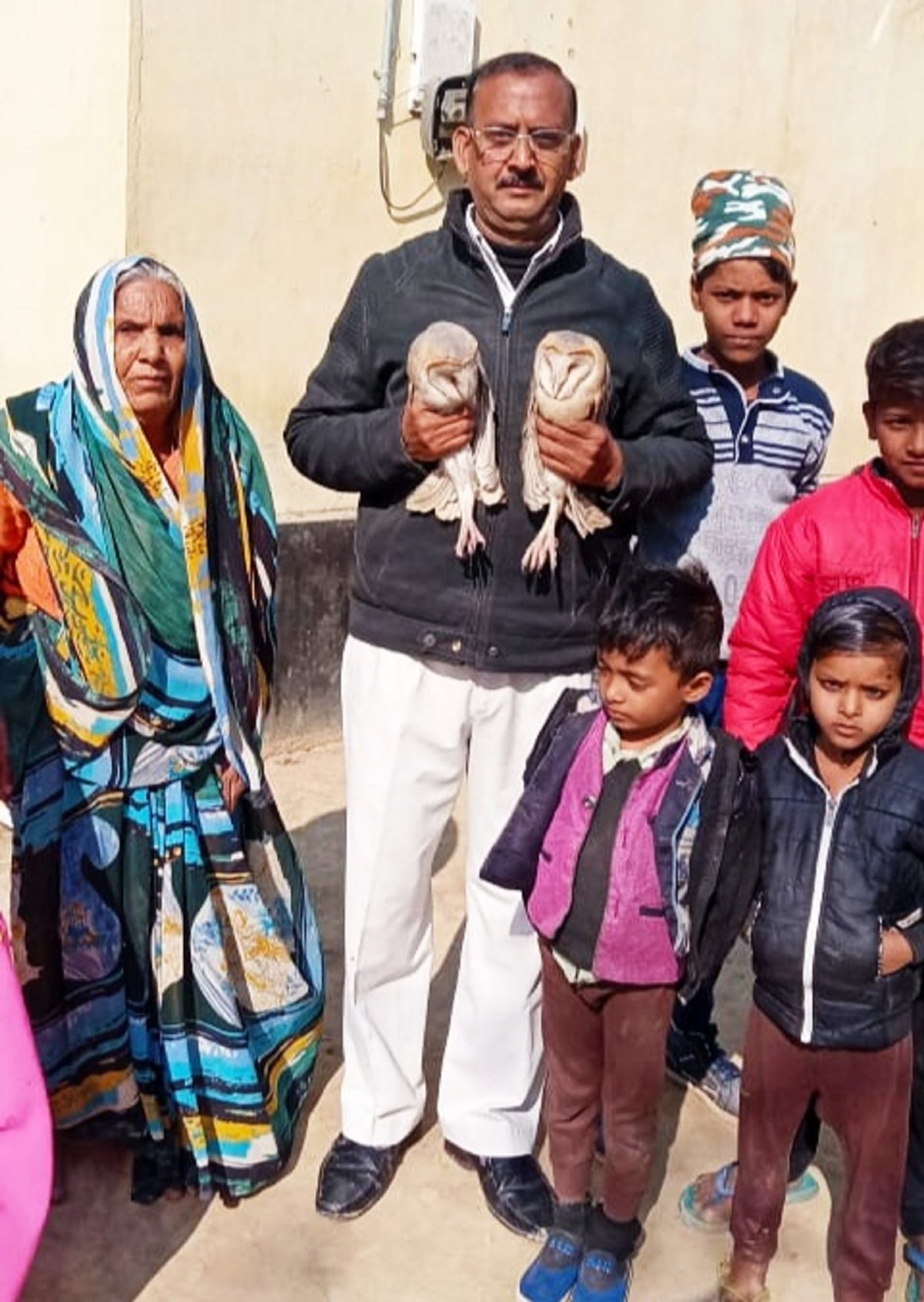 Found pair of rare species Barn Owl in bhadohi up