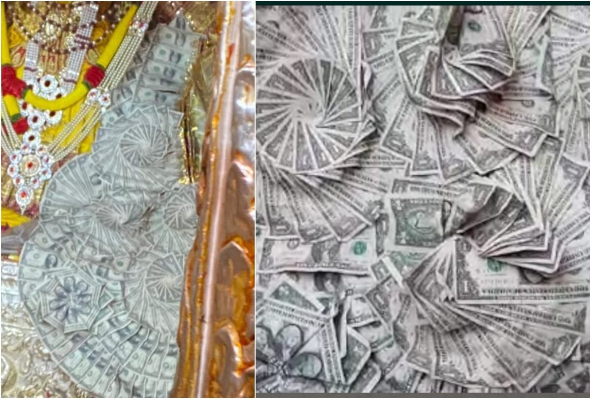 Delhi devotee offered necklace made of American dollars in Banke Bihari Temple Vrindavan