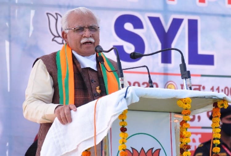 Haryana CM Manohar Lal Raised The Issue Of SYL During Narnaul Rally