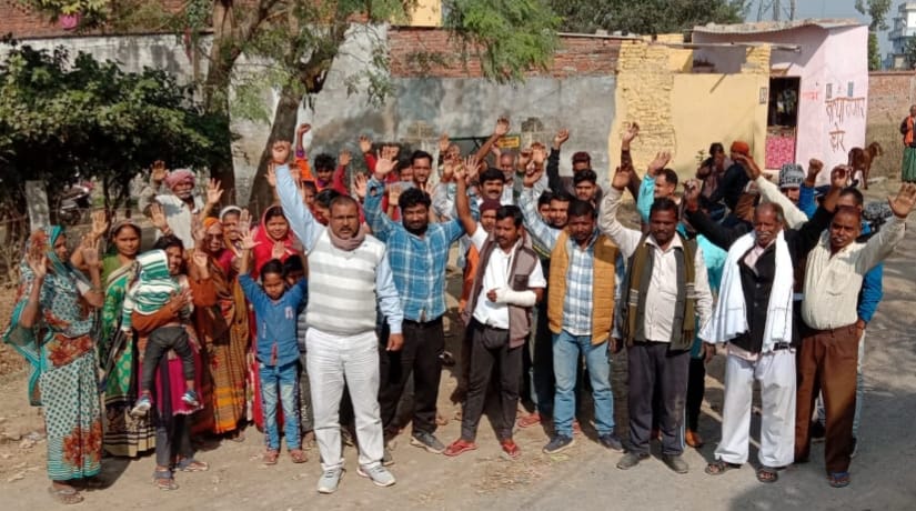 Villagers demonstrated for road construction