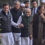 motilal vora with Rahul Gandhi, Ahmed Patel and Ashok Gehlot
