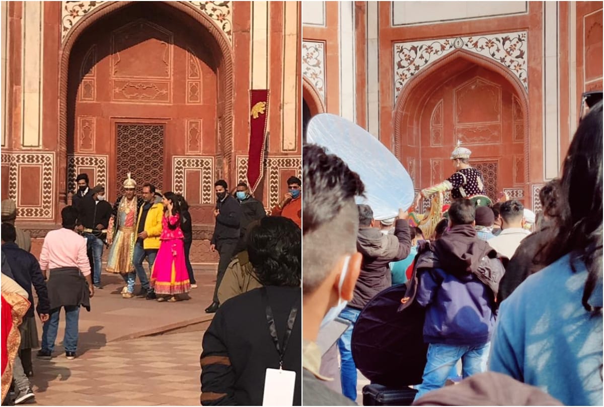 Bollywood Actor Akshay Kumar And Sara Ali Khan Shooting In Taj Mahl