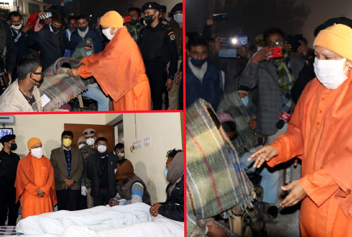 CM Yogi inspected rain shelters in gorakhpur due to heavy cold