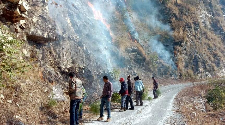 Pokhari forests have been burning for four days
