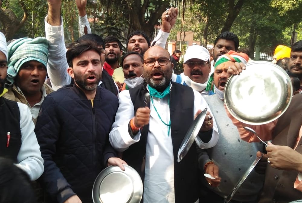 Congress state chief Ajay Kumar Lallu house arrest in Lucknow.