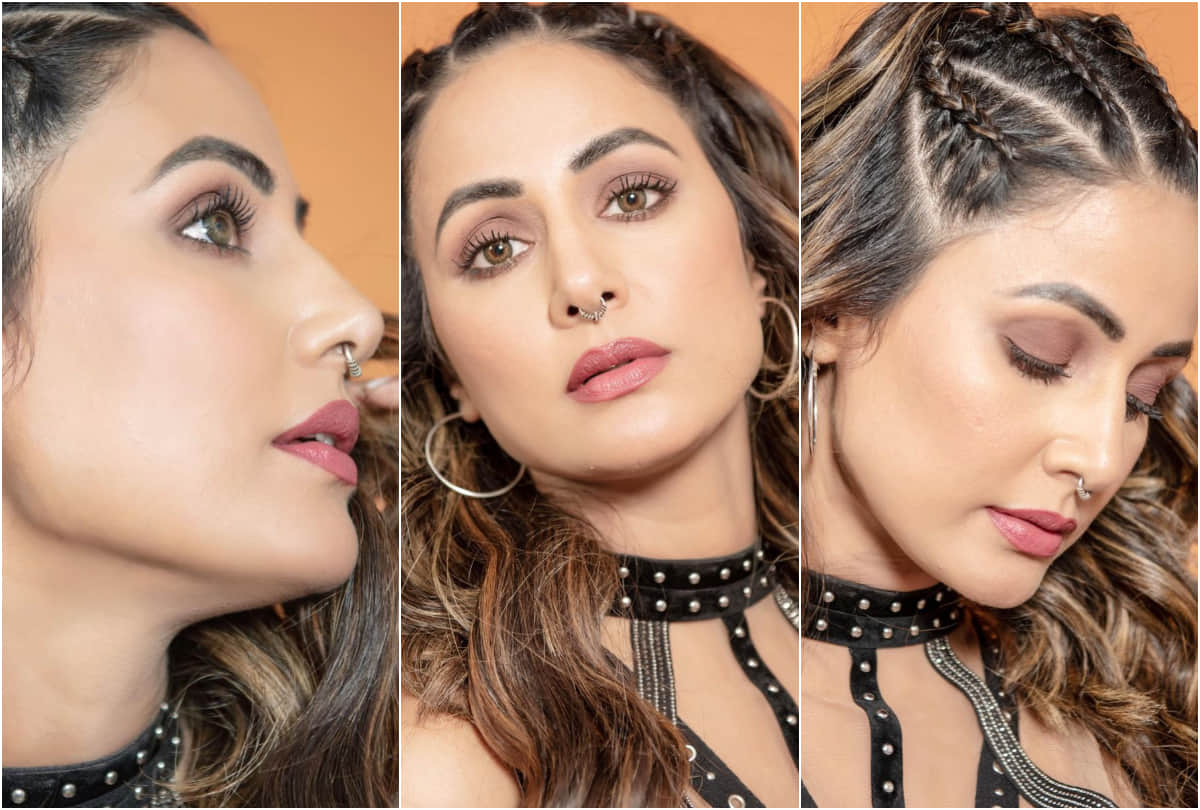 new year 2020 party makeup idea from hina khan blue eyeliner and mascara clad eyes