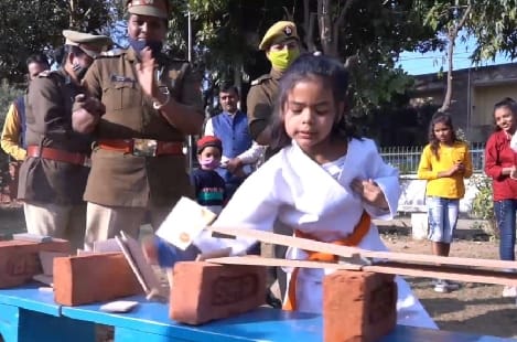 Five-year-old Anika broke 168 tiles in one minute