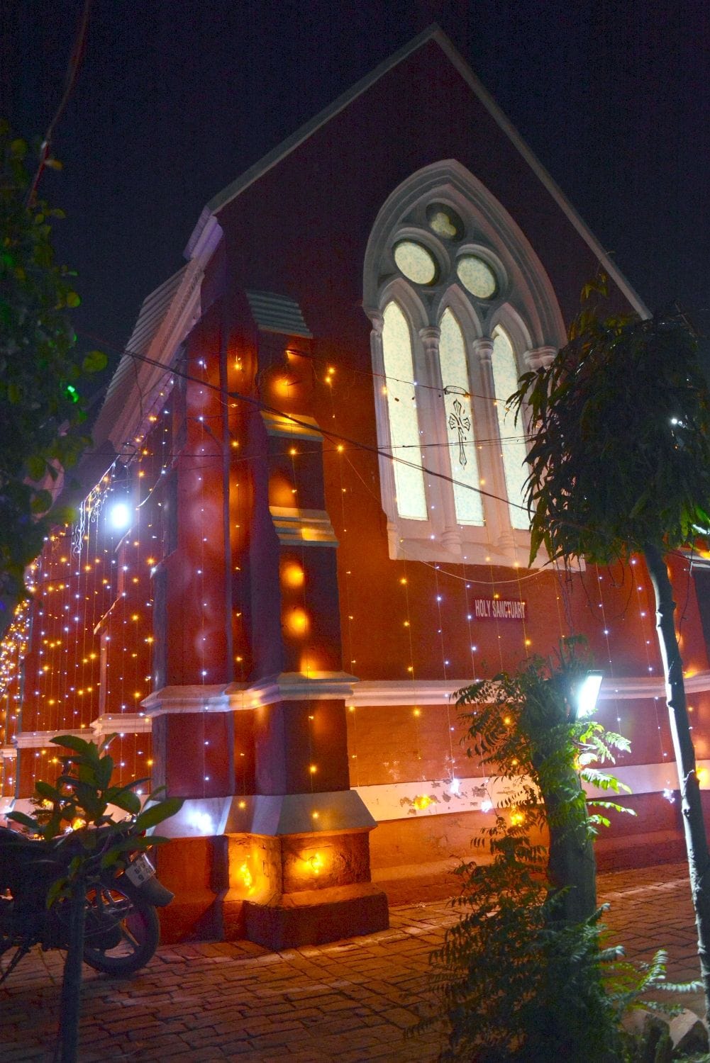 Christmas church decorated