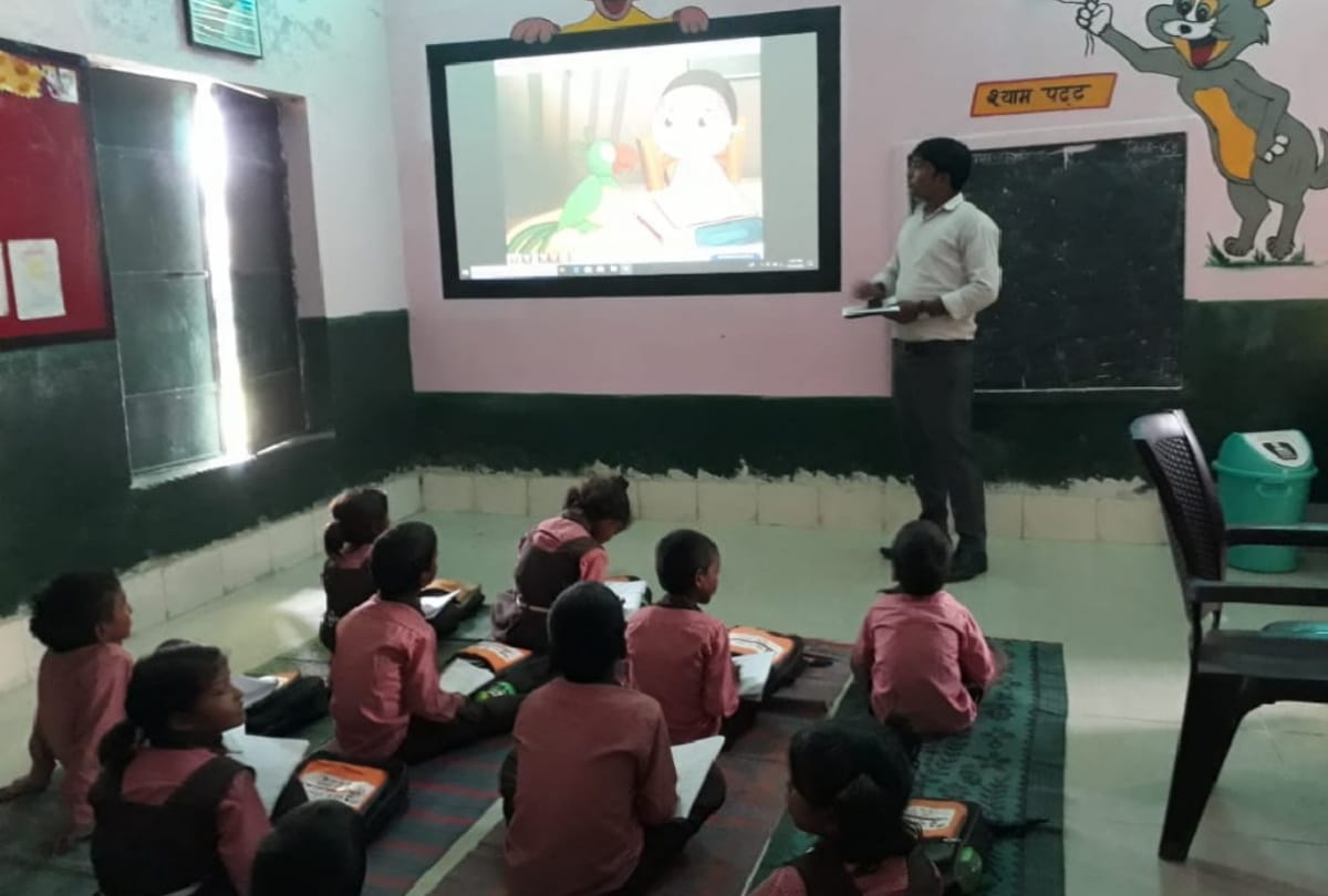 student of government school Will reading from cartoon characters by CMS Software