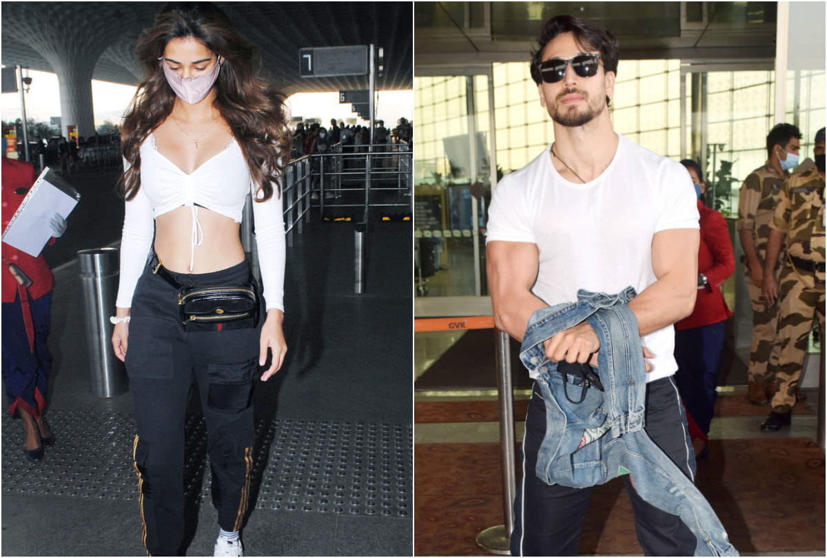 disha patani shows glam look in white crop with black athleisure in airport