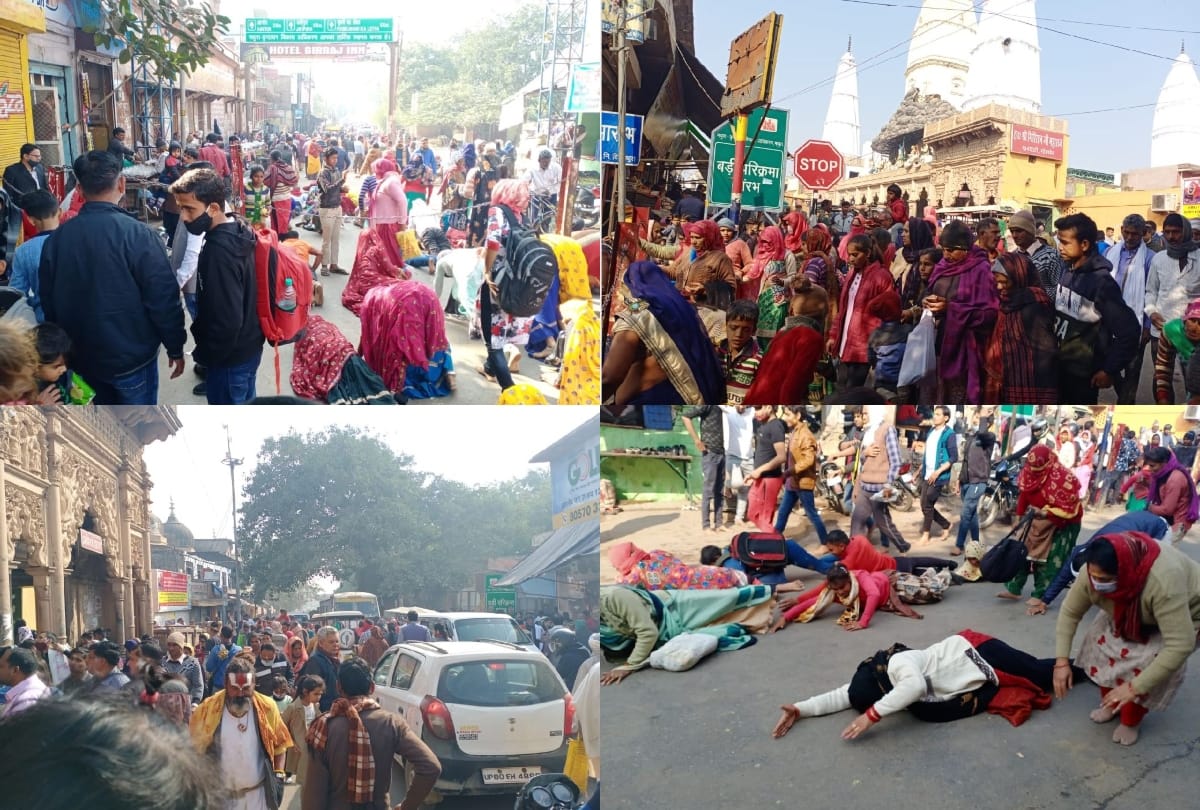 devotees gathered on Giriraj Parikrama Marg in Govardhan mathura news
