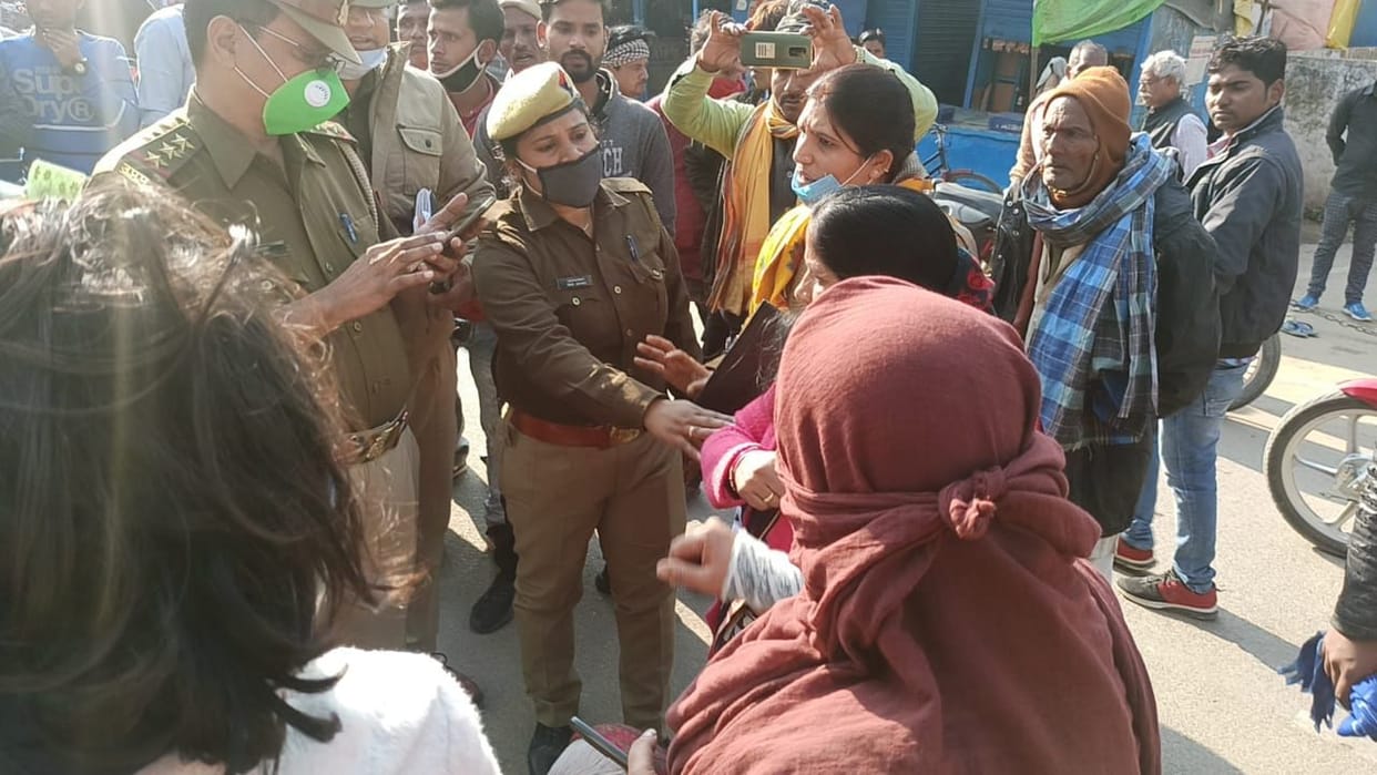 Police beaten the family seeking justice, a policeman dragged the young man to the police