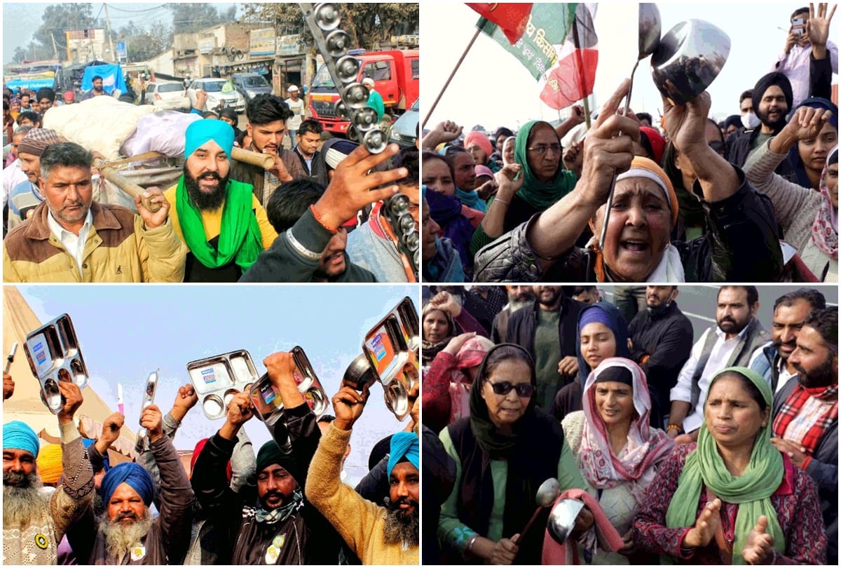 farmers opposed Mann Ki Baat in their own way men played plates women played bowl and scramble