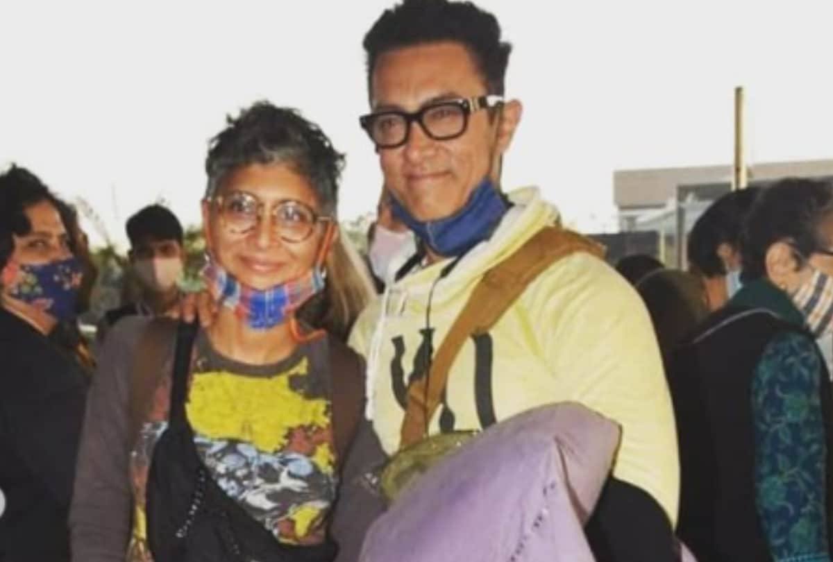Aamir khan kiran rao and son azad rao khan spotted in Mumbai airport