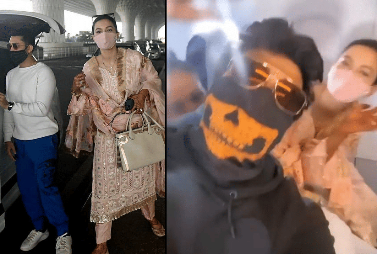 Gauahar Khan Meet her ex boyfriend kushal tandon in flight