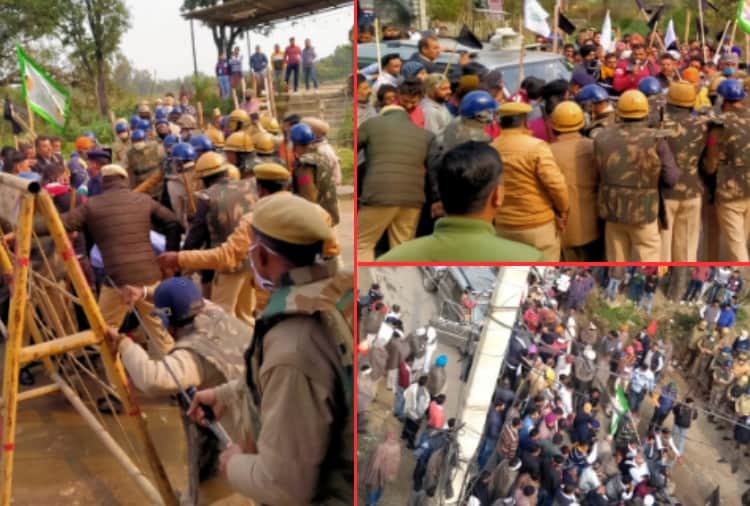Farmers protested against BJP in yamunanagar of Haryana
