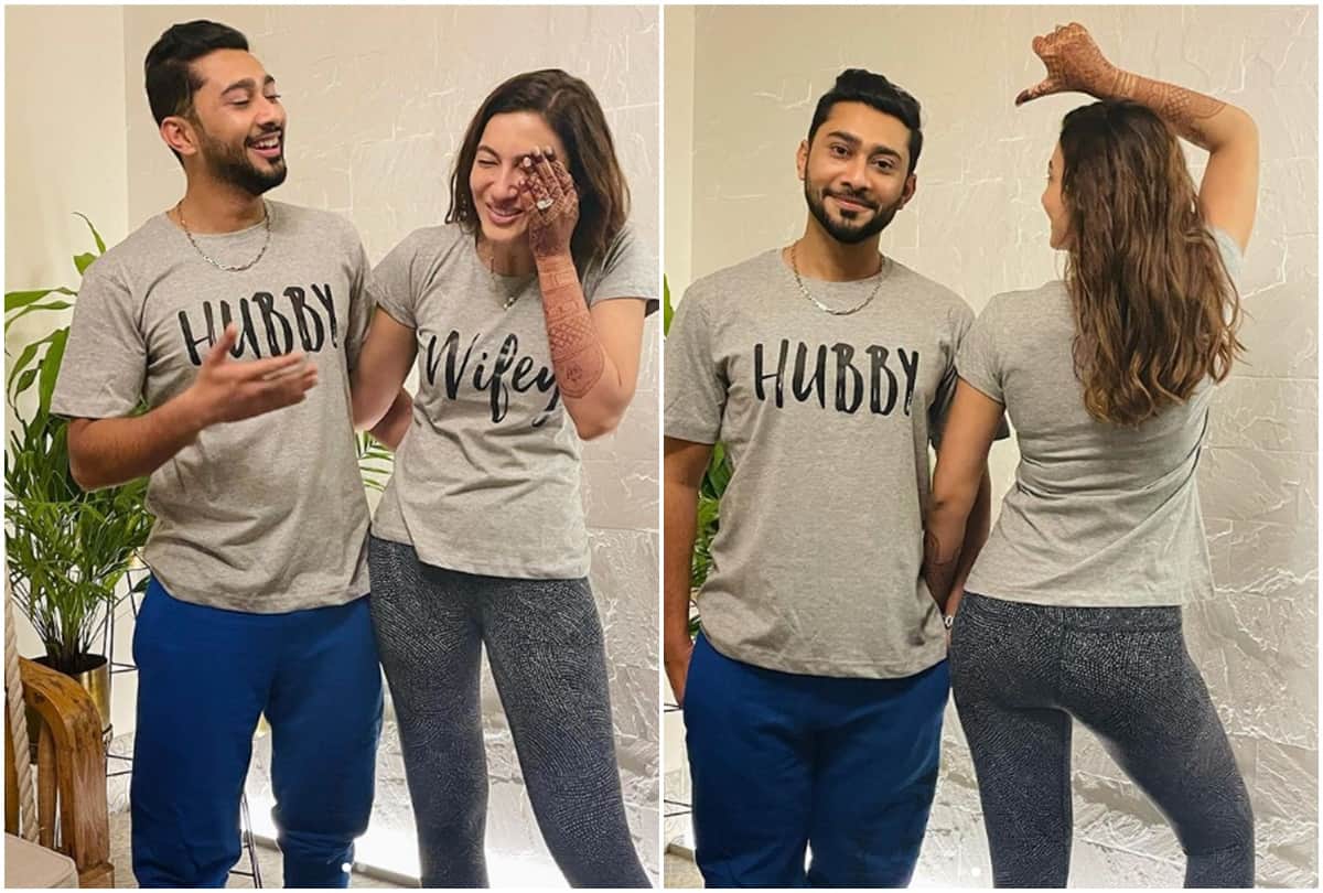 gauhar khan shares photo with husband zaid darbar wearing t shirt and photos are viral on social media