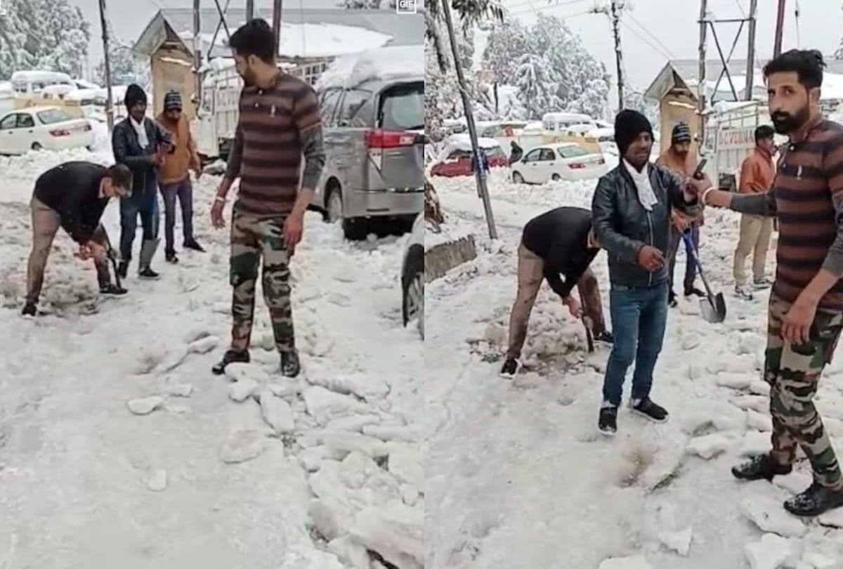 Himachal News: tourist clear snow covered road in dalhousie chamba