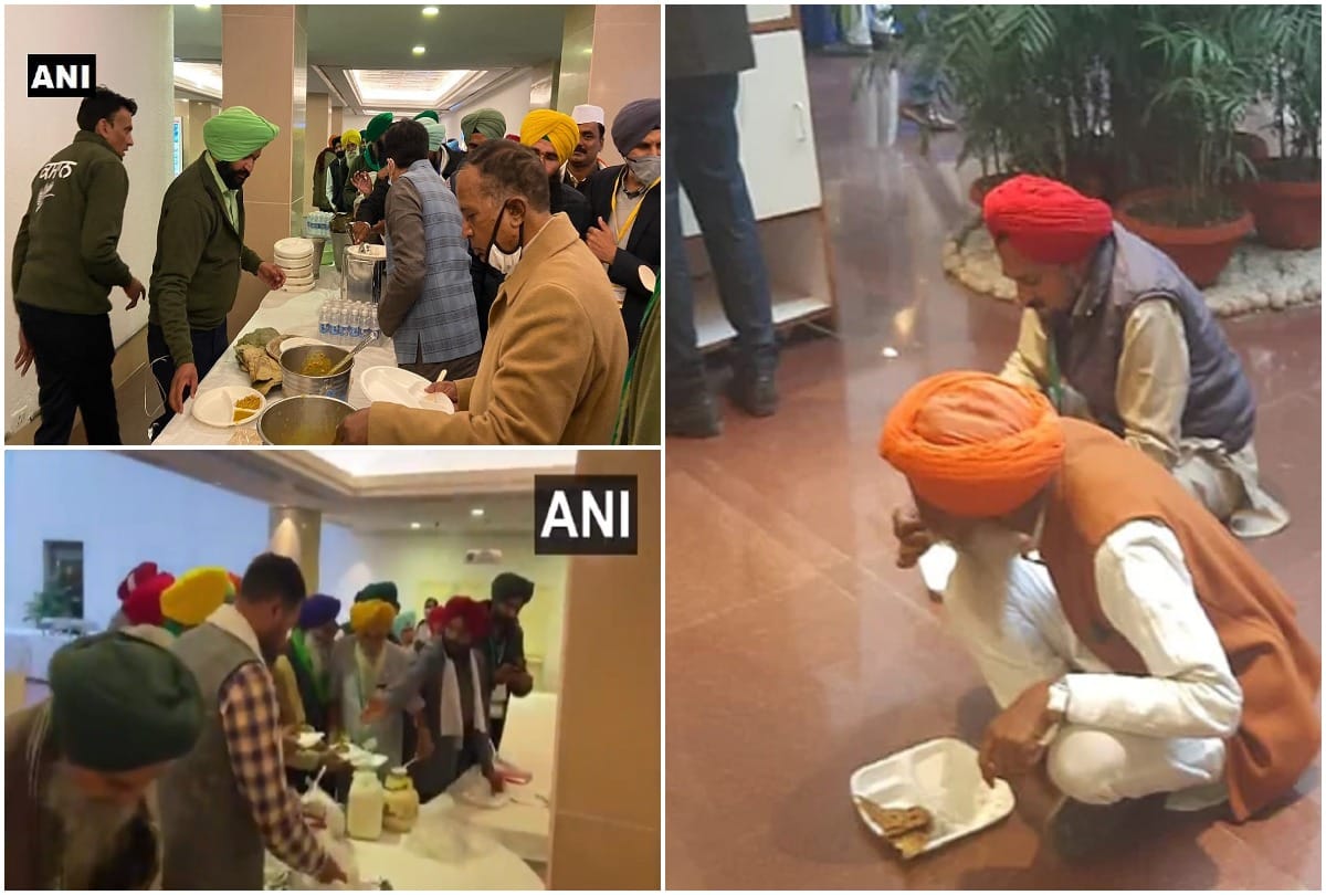 Farmers protest update from not accepting govt food to eating together with ministers see pictures
