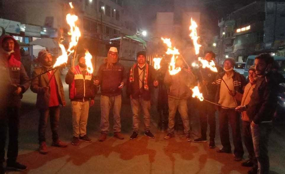 Congress organized torch procession in protest against agricultural laws