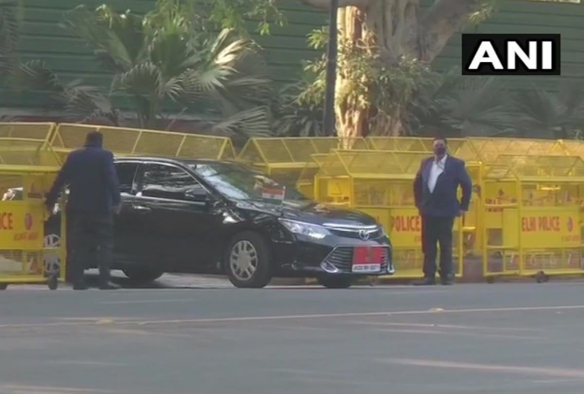 J&K Lieutenant Governor Manoj Sinha leaves after meeting Union Home Minister Amit Shah