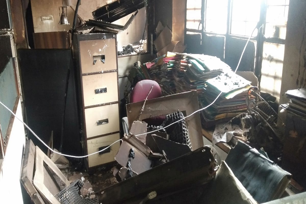 Fire in a branch of union bank of india at Muzaffarnagar city