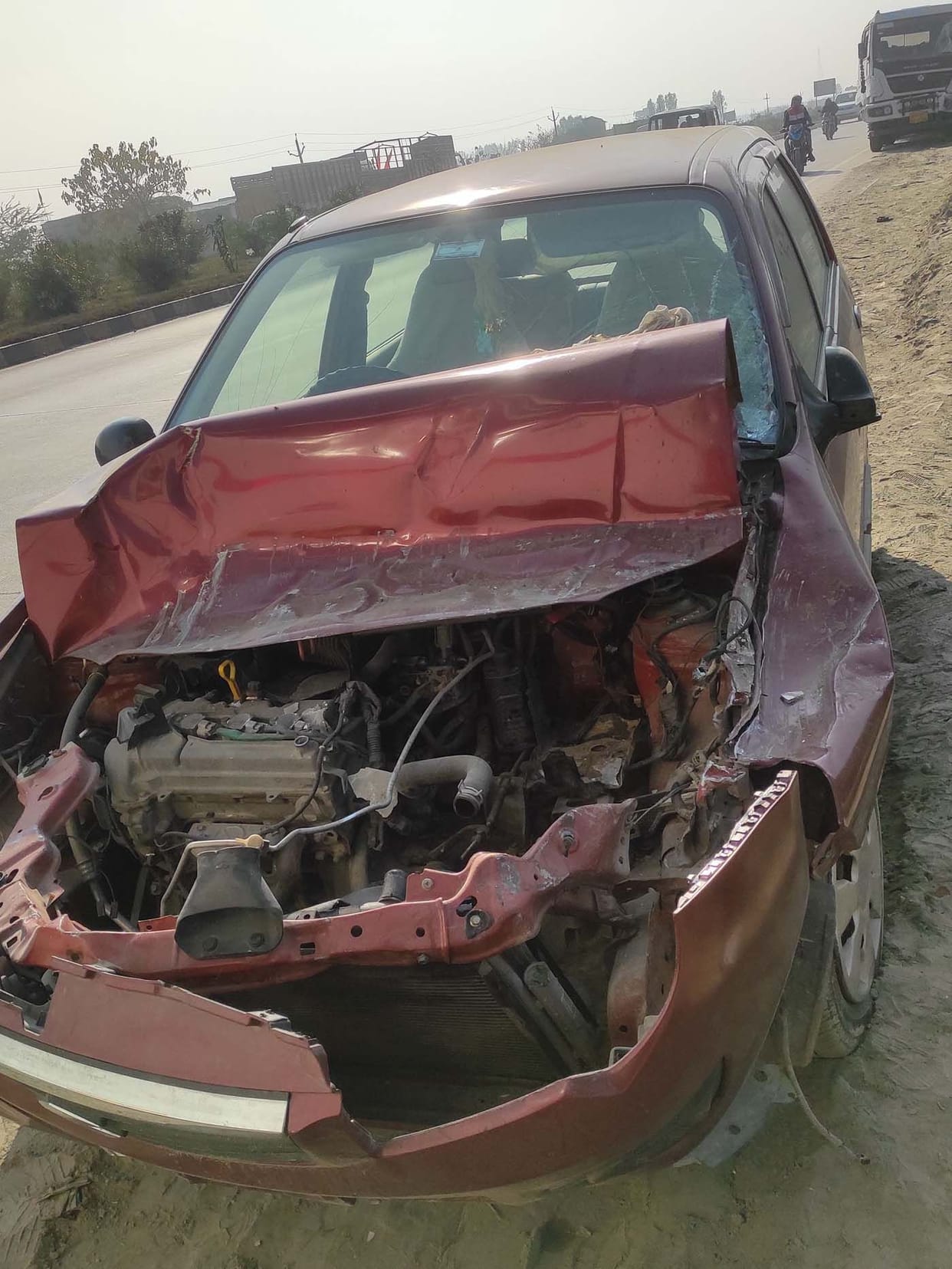 Collided three vehicles