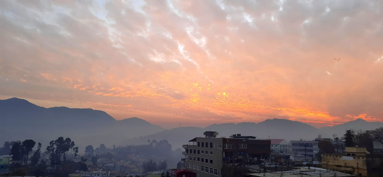 Light snowfall in high Himalayan region