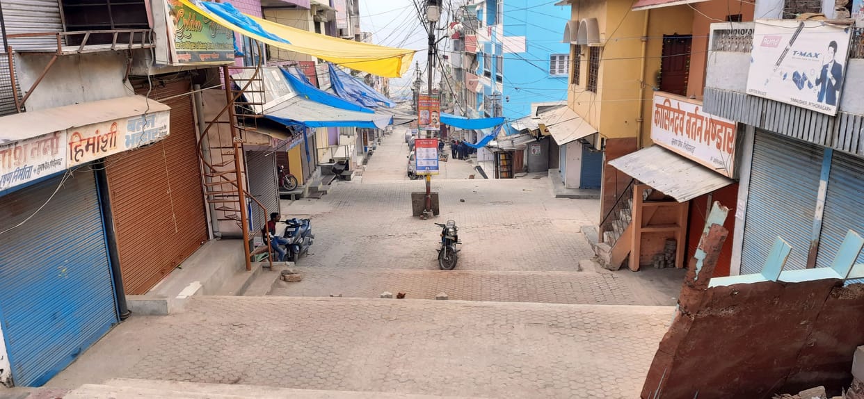 Silence on market and streets after lockdown