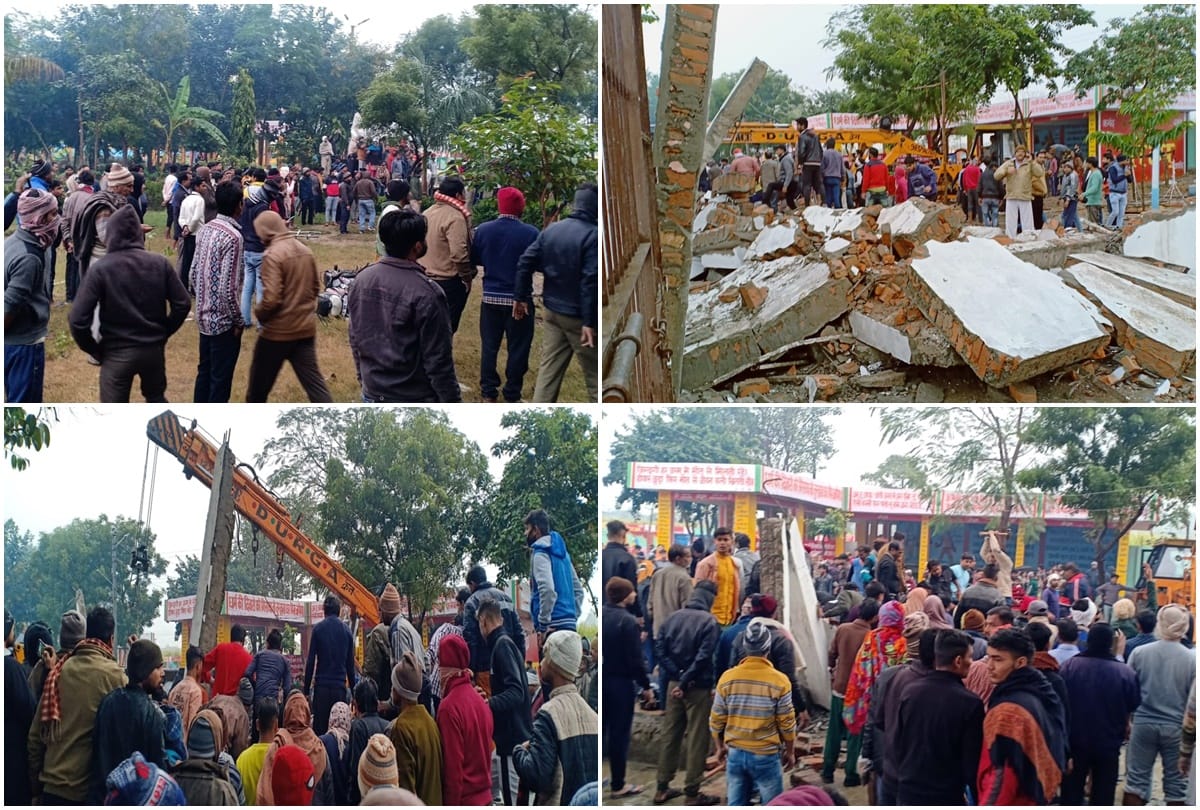 Muradnagar News: ghaziabad shamshan ghat roof collapsed contractor used substandard quality material in construction