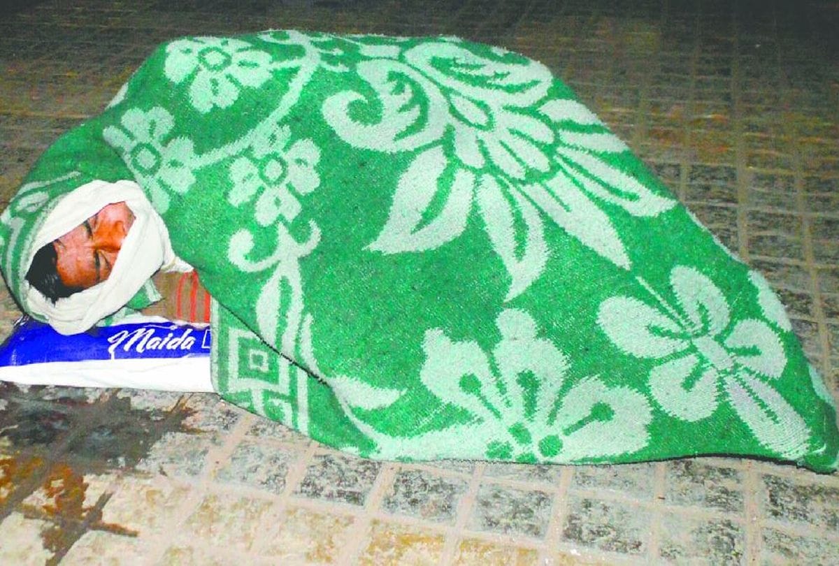 People Sleep At Footpath In Cold Winter Nights