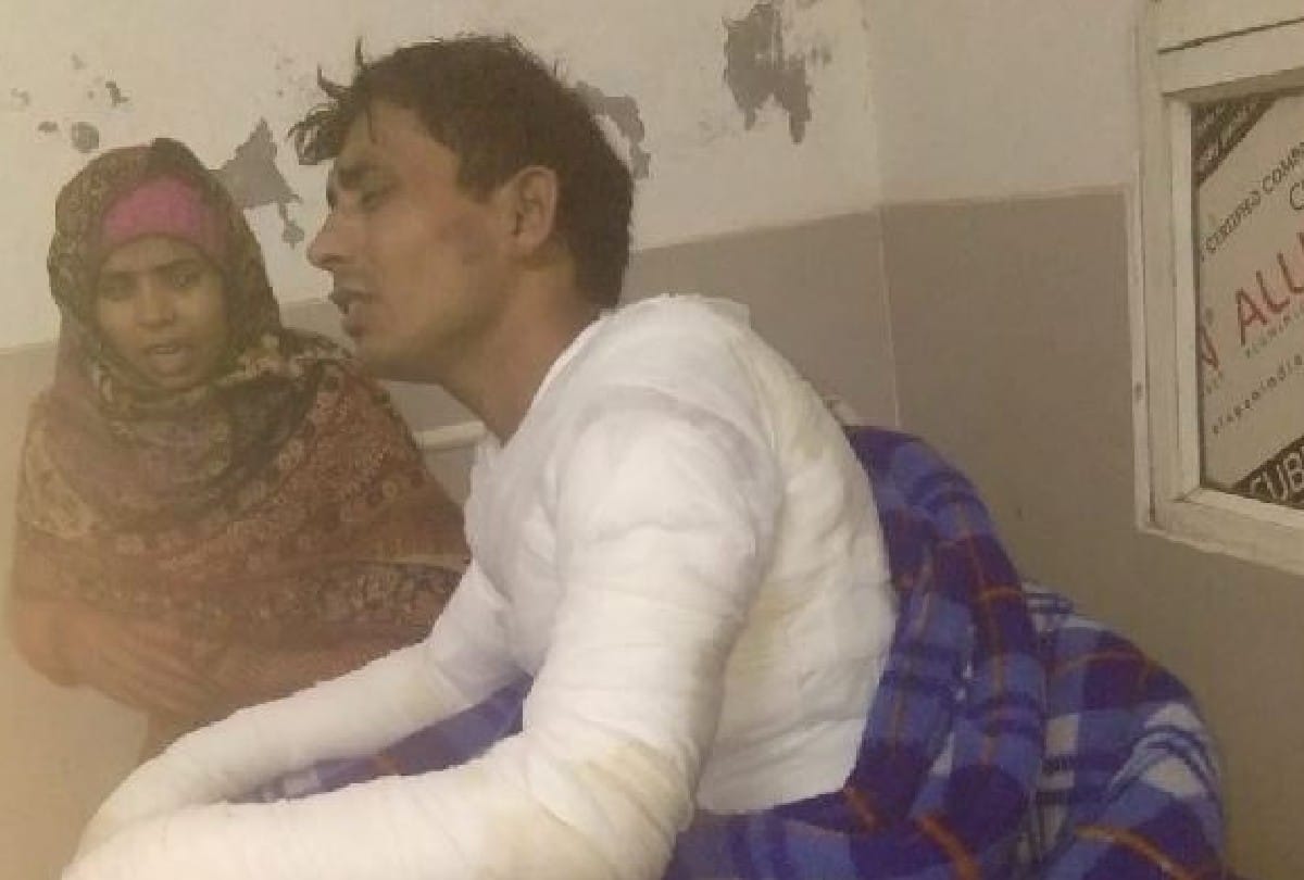 unknown tried to burn man alive with three children in agra