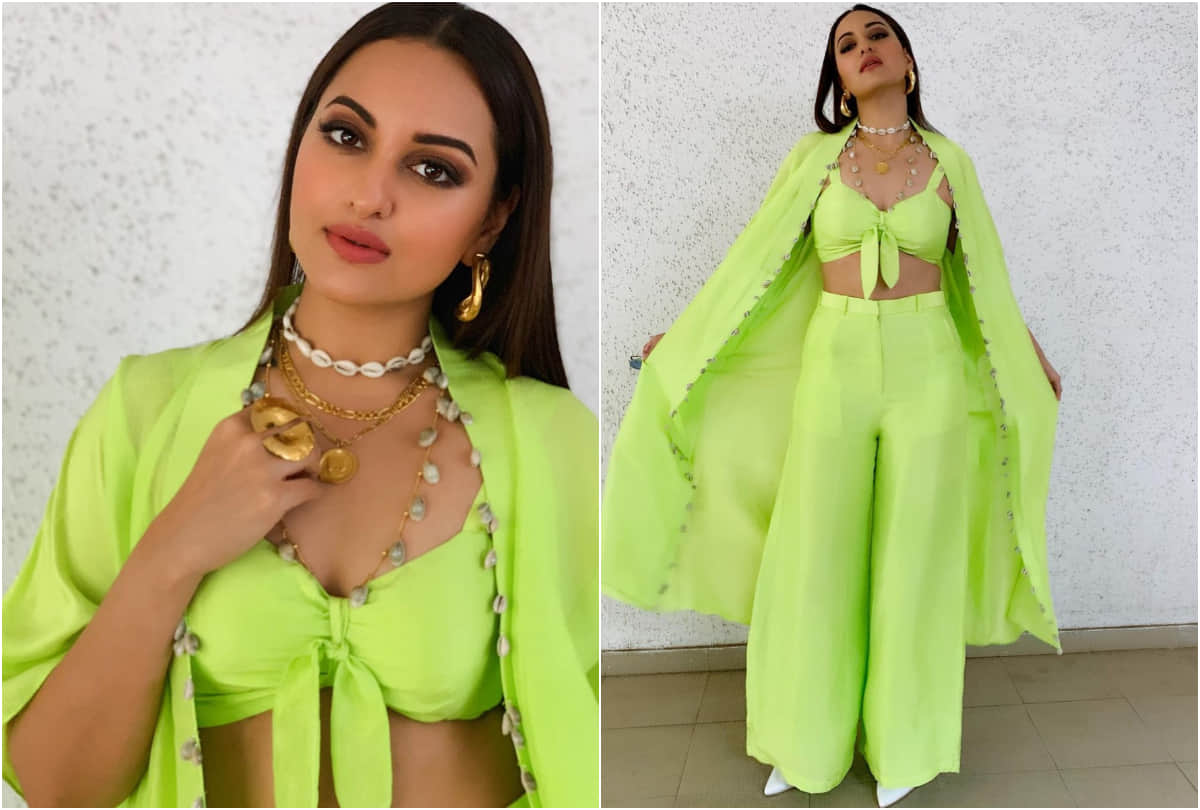 before malaika arora neon green knotted co ord set worn sonakshi sinha