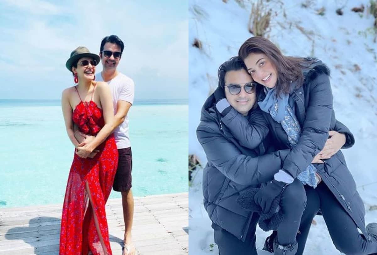 Kajal Aggarwal and Gautam Kitchlu enjoying snowfall in Shimla romantic pic goes viral