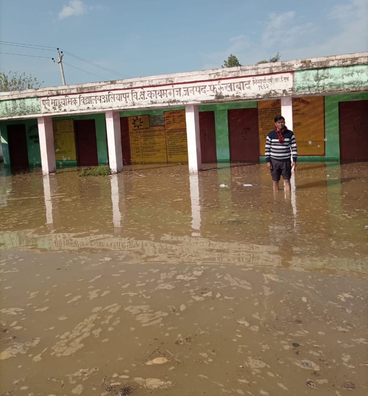 School and crops inundated due to khandi cutting in canal and Rajbahe