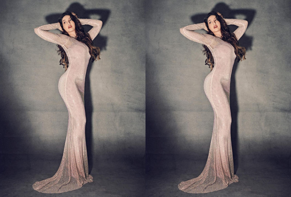 nora fatehi look queen of arab in golden kaftan dress