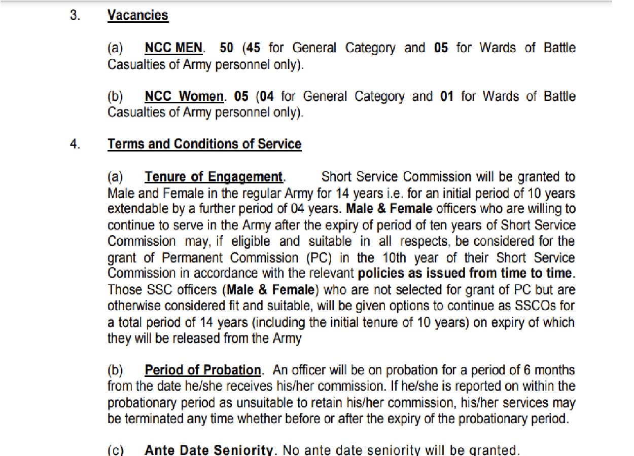 NCC Sena Bharti 2021 Indian Army started recruiting NCC cadets by SSC special entry scheme