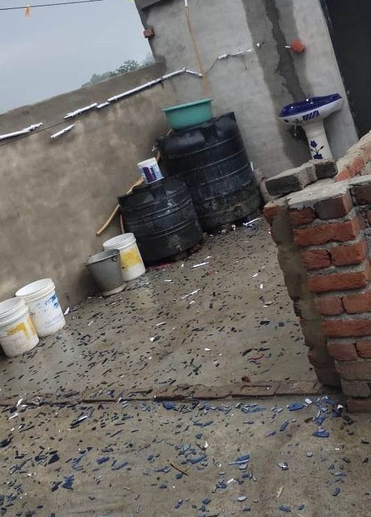 Cracks in the roof and walls due to lightning