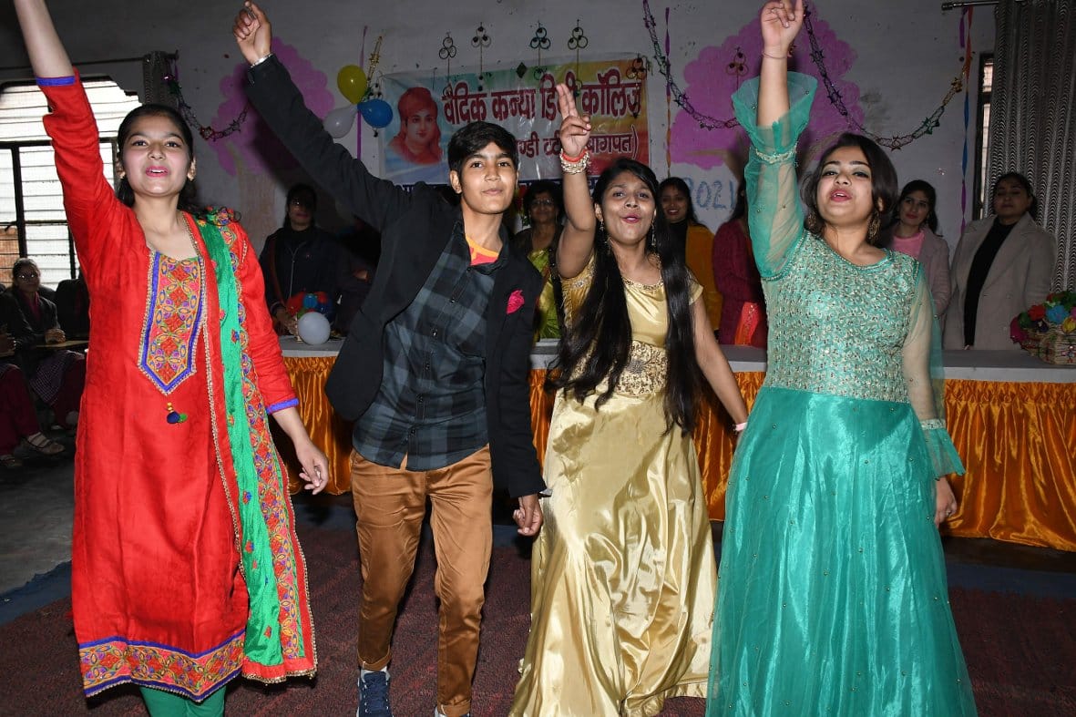 Girl students celebrate new year