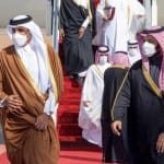 Saudi Crown Prince Mohammed bin Salman with Emir of Qatar Tamim bin Hamad Al Thani in GCC summit