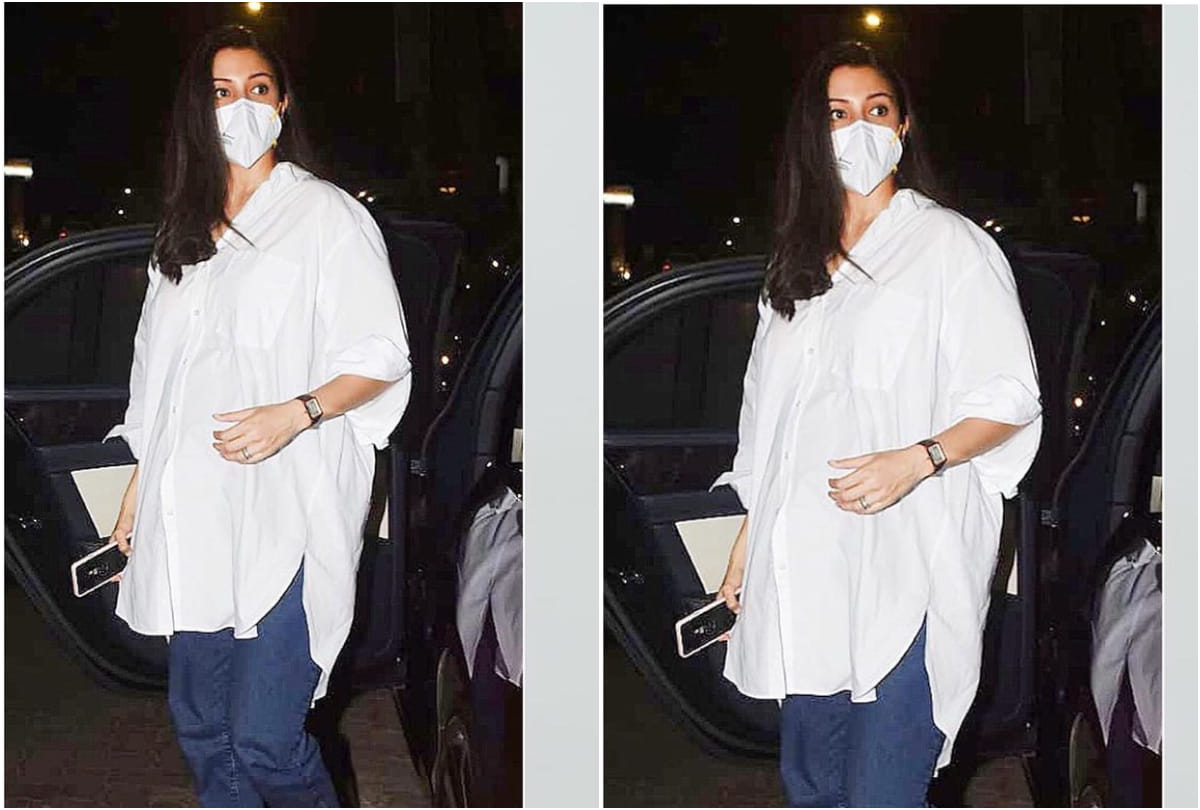 pregnant anushka sharma in black tiny t shirt dress go for lunch date with virat kohli