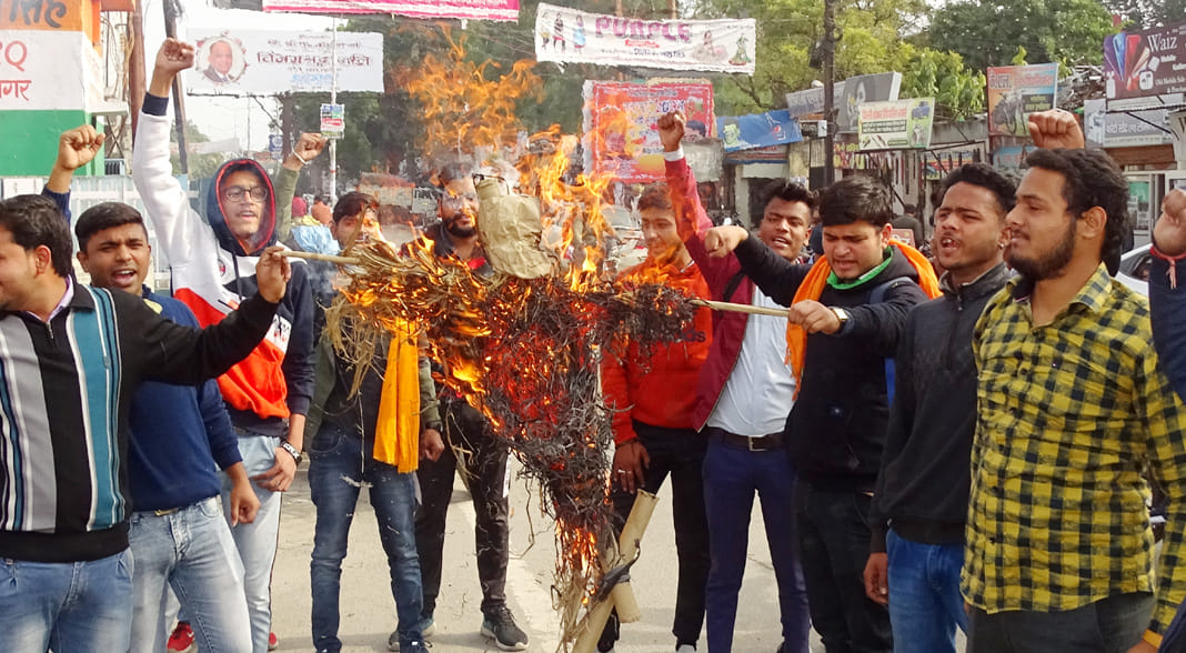 Protesting the demolition of the shrine in Delhi