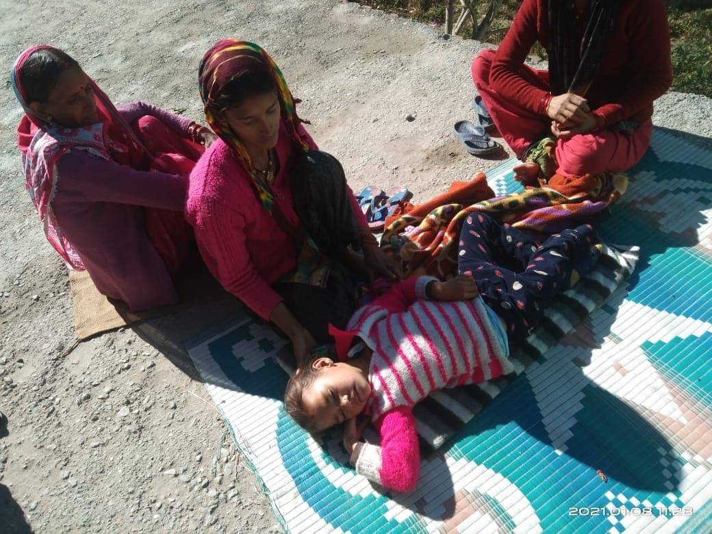 A four-year-old girl injured after falling from a wall
