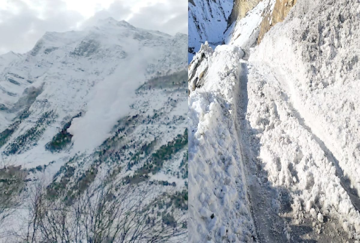 avalanche falls near Mooling bridge in Lahaul, Keylong-Manali road blocked