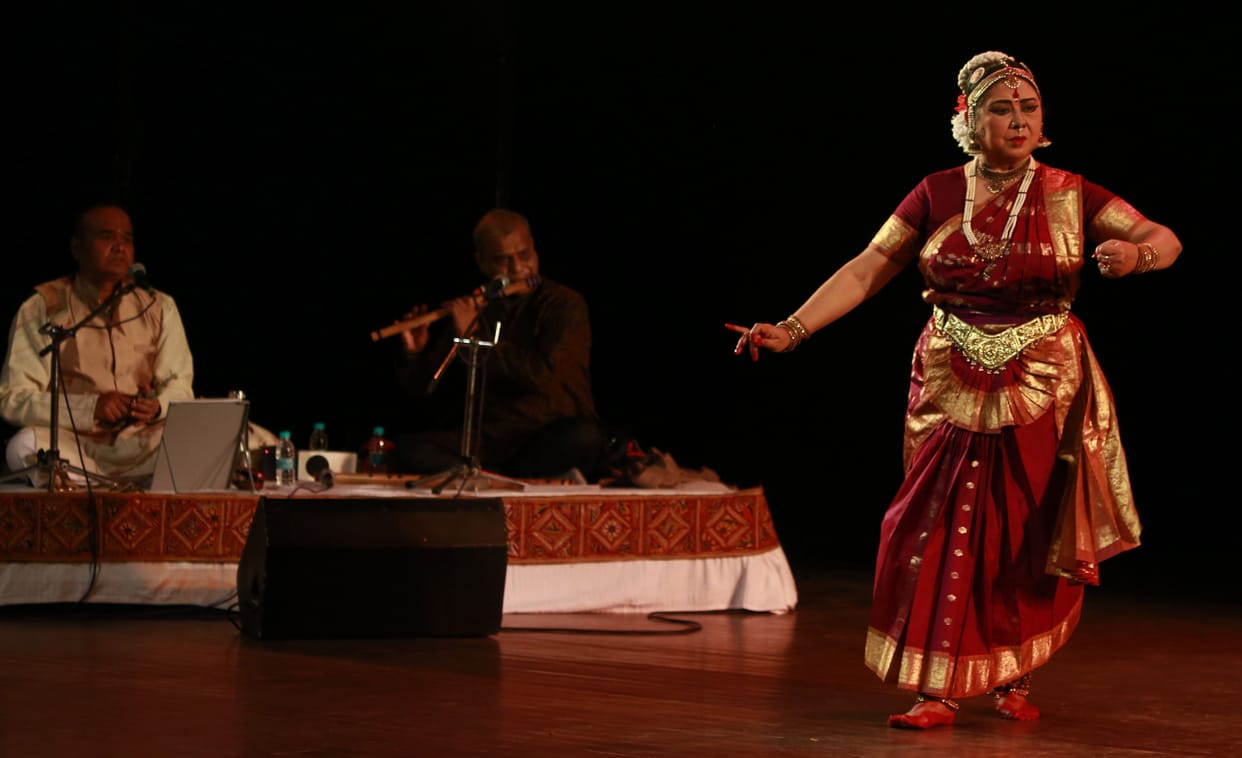 Bharatanatyam learned online in lockdown, stage presentation with Guru