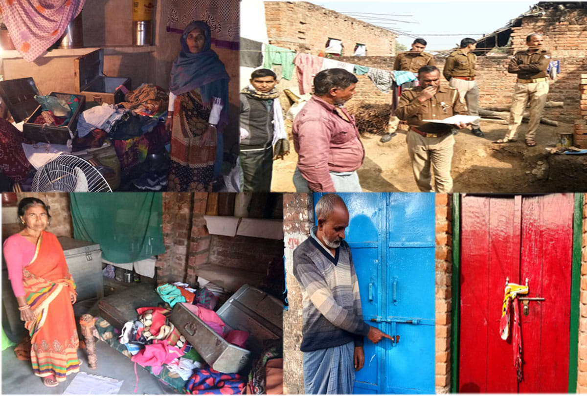 theft in Three houses in Jalaun