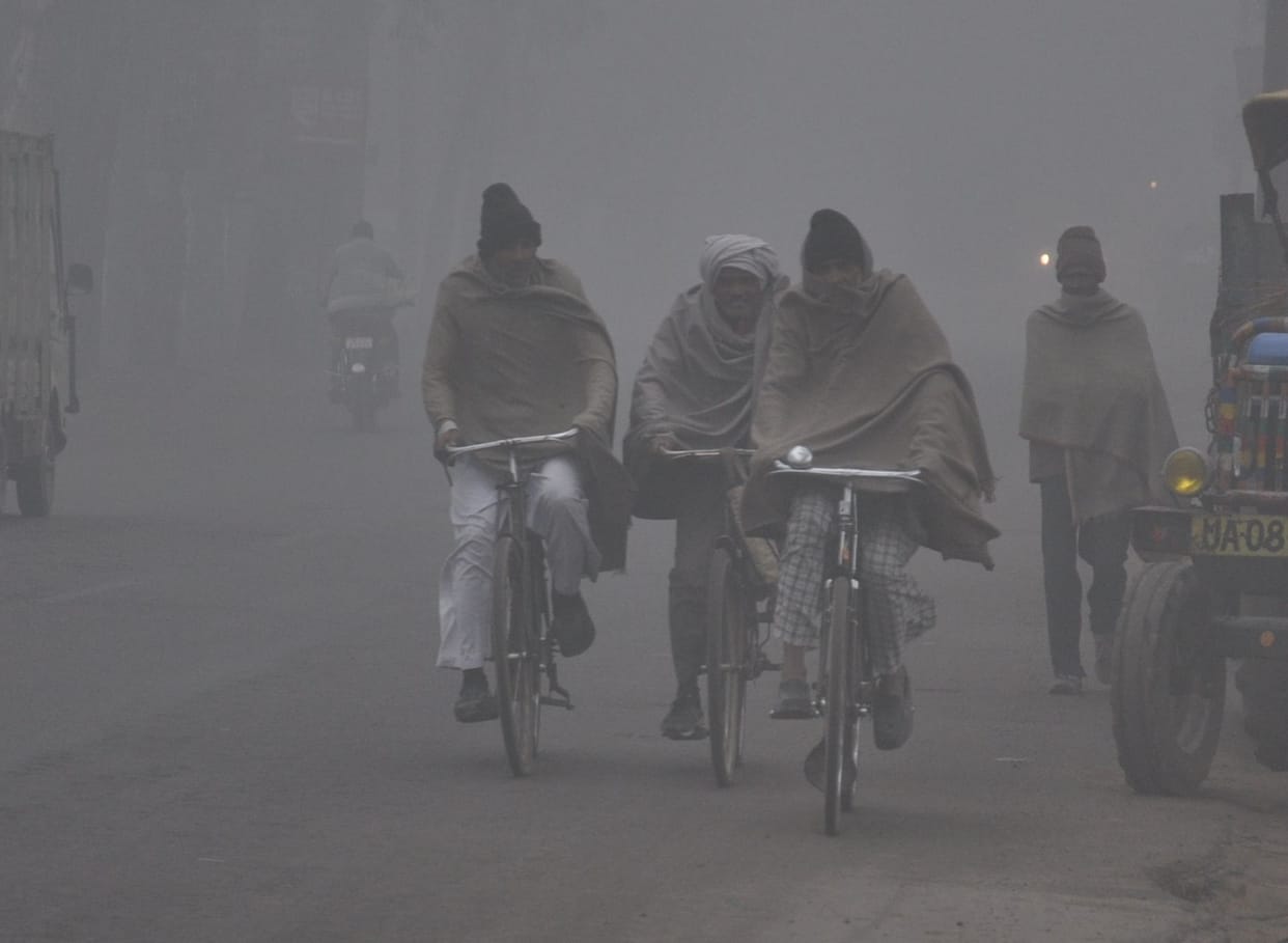 Cloud cover in the sky, chill increased due to cold winds